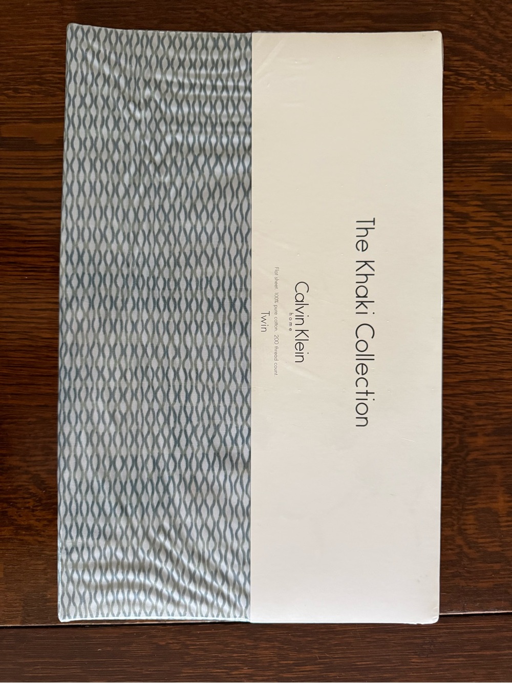 Calvin Klein Khaki Collection Twin Flat Sheet - Light Blue Wave Print